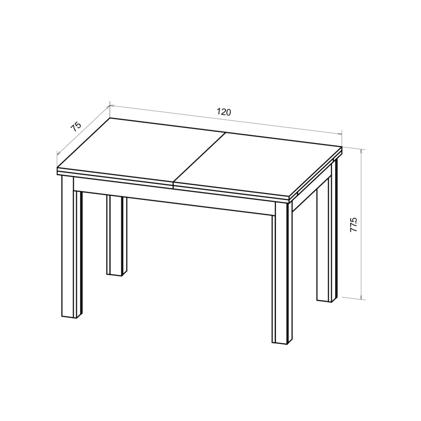 Extendable dining table DOO 120/160x75 cm oak artisan