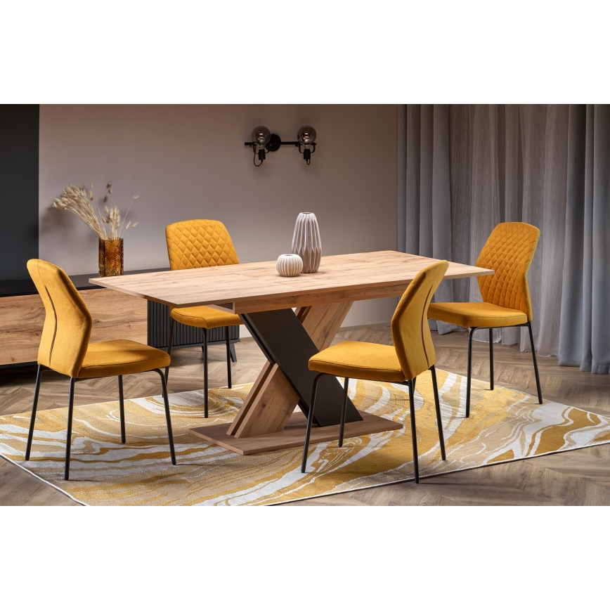 Extendable dining table DROM 130/175x85 cm Wotan oak/black