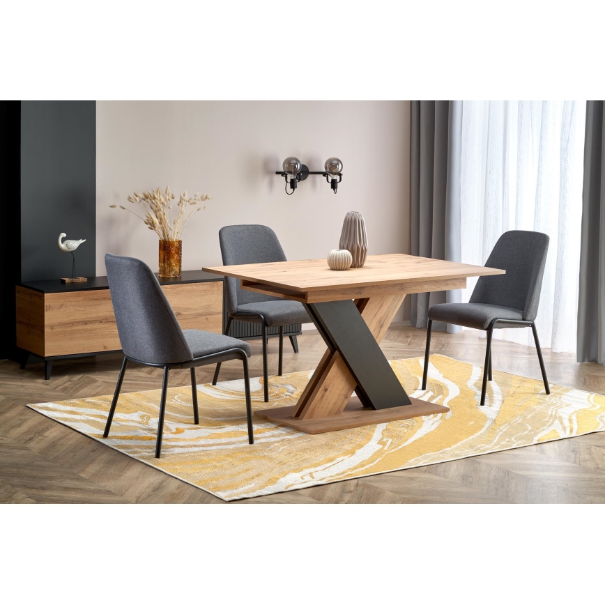 Extendable dining table DROM 130/175x85 cm Wotan oak/black