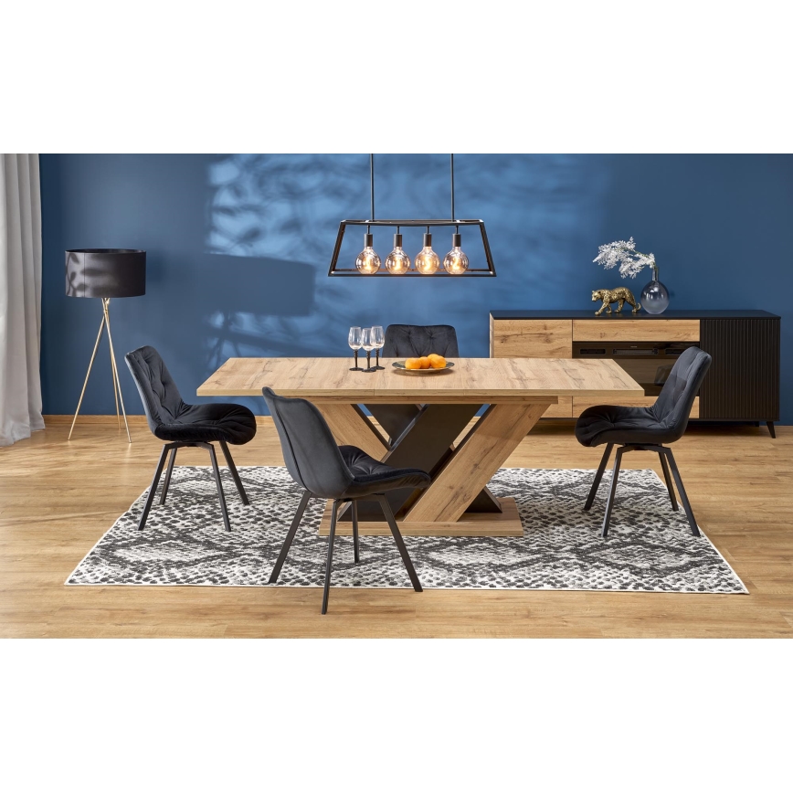 Extendable dining table DROM 160/200x90 cm Wotan oak/black