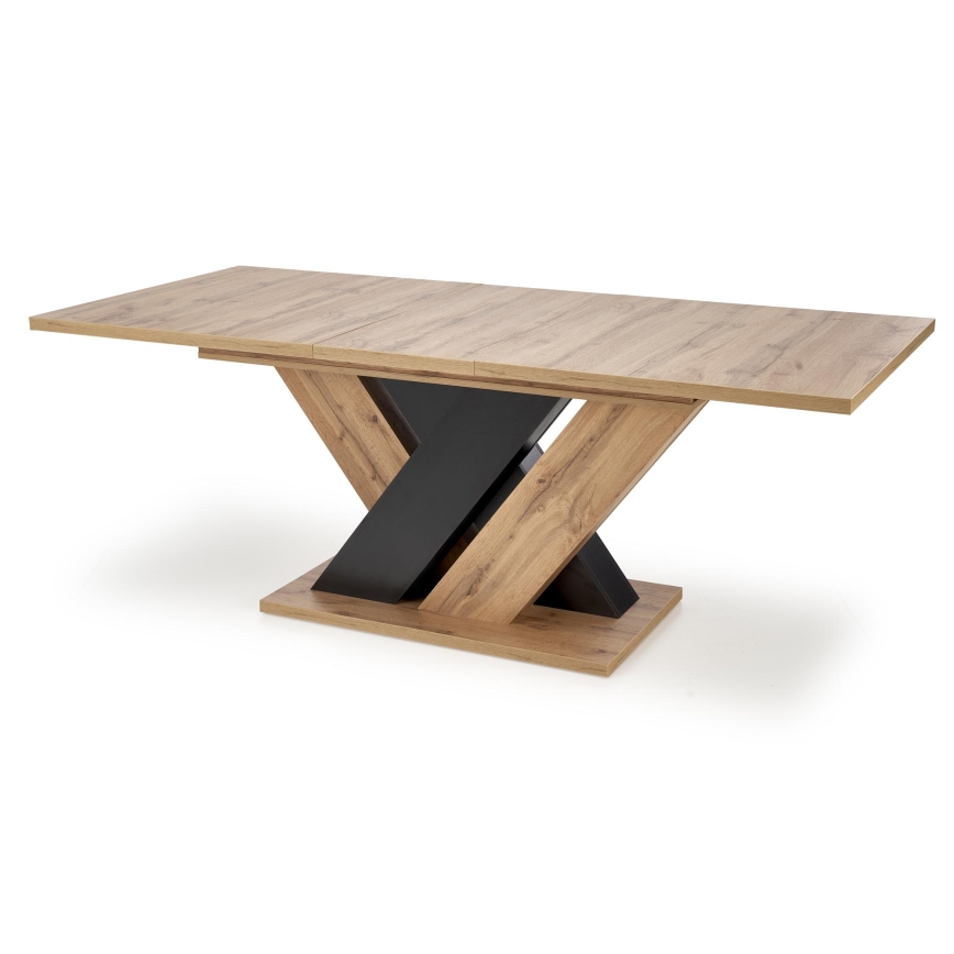 Extendable dining table DROM 160/200x90 cm Wotan oak/black