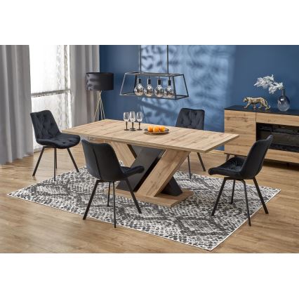 Extendable dining table DROM 160/200x90 cm Wotan oak/black