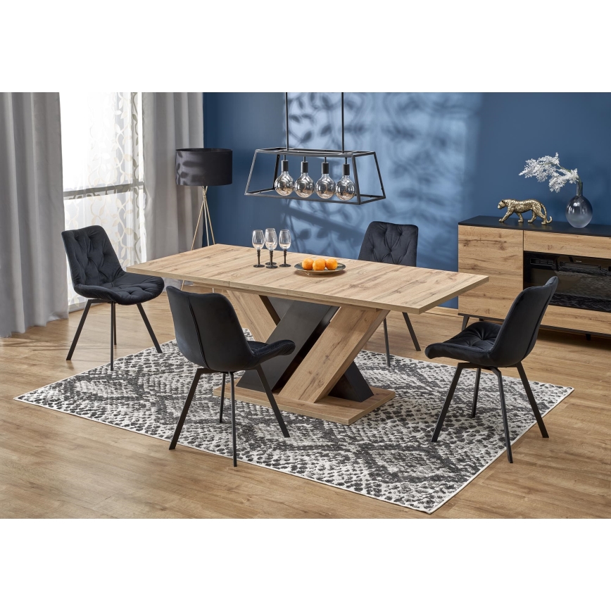 Extendable dining table DROM 160/200x90 cm Wotan oak/black