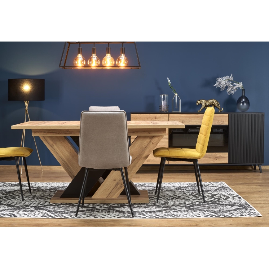 Extendable dining table DROM 160/200x90 cm Wotan oak/black