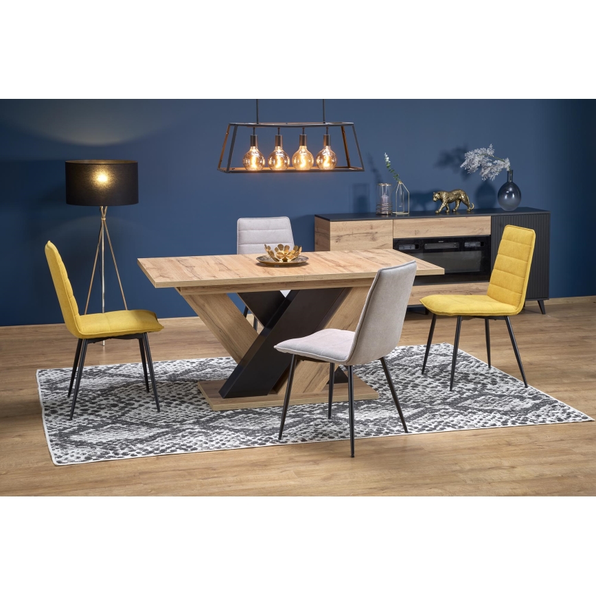 Extendable dining table DROM 160/200x90 cm Wotan oak/black