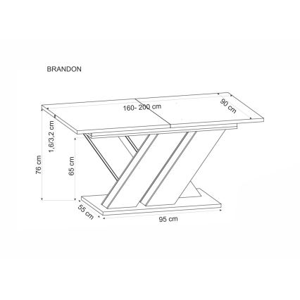 Extendable dining table DROM 160/200x90 cm Wotan oak/black