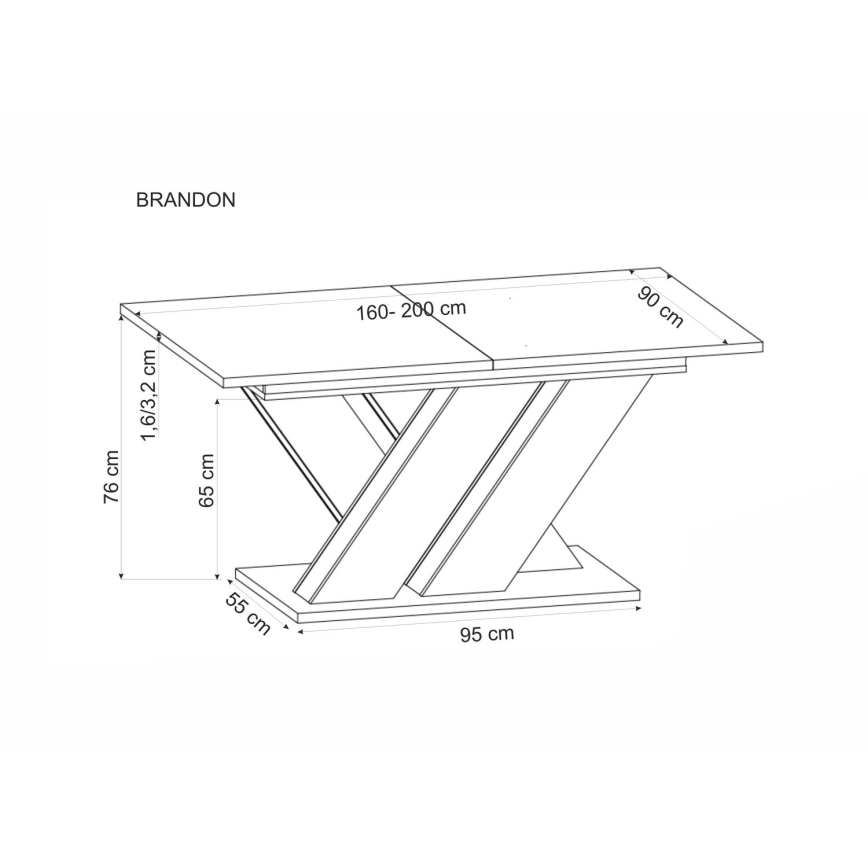 Extendable dining table DROM 160/200x90 cm Wotan oak/black
