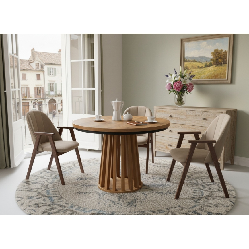 Extendable dining table NEXUS 100/140x77 cm Lefkas oak/black