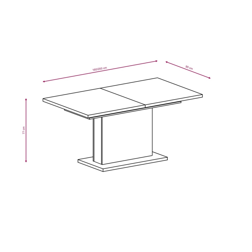 Extendable dining table STRAP 160/200 x 90 cm white