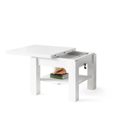 Extendable lift-top coffee table CALEB 75/150x75 cm white