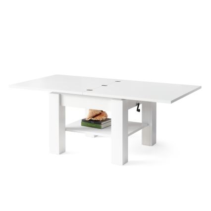 Extendable lift-top coffee table CALEB 75/150x75 cm white