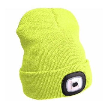 Extol - Beanie with 300 mAh USB-rechargeable headlamp, neon yellow, one size