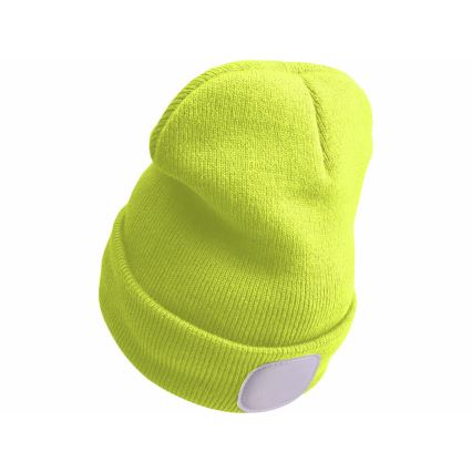 Extol - Beanie with 300 mAh USB-rechargeable headlamp, neon yellow, one size