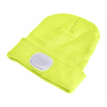 Extol - Beanie with 300 mAh USB-rechargeable headlamp, neon yellow, one size