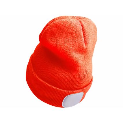 Extol - Beanie with Built-in Headlamp, 250 mAh USB-Rechargeable, Neon Orange, One Size