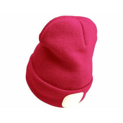 Extol - Beanie with Built-in Headlamp and USB Rechargeable 300 mAh, Pink, One Size