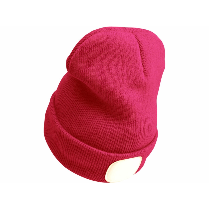 Extol - Beanie with Built-in Headlamp and USB Rechargeable 300 mAh, Pink, One Size