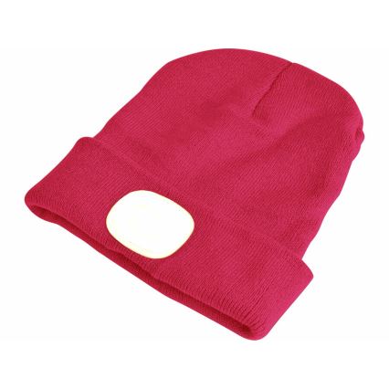 Extol - Beanie with Built-in Headlamp and USB Rechargeable 300 mAh, Pink, One Size