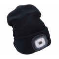 Extol - Beanie with built-in headlamp, USB-rechargeable 300 mAh battery, black, one size