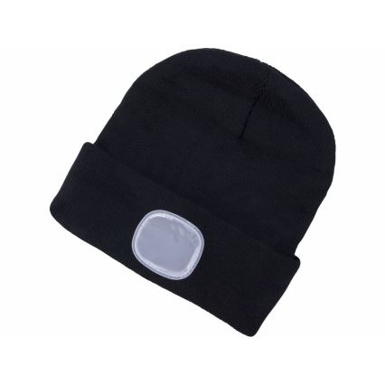 Extol - Beanie with built-in headlamp, USB-rechargeable 300 mAh battery, black, one size