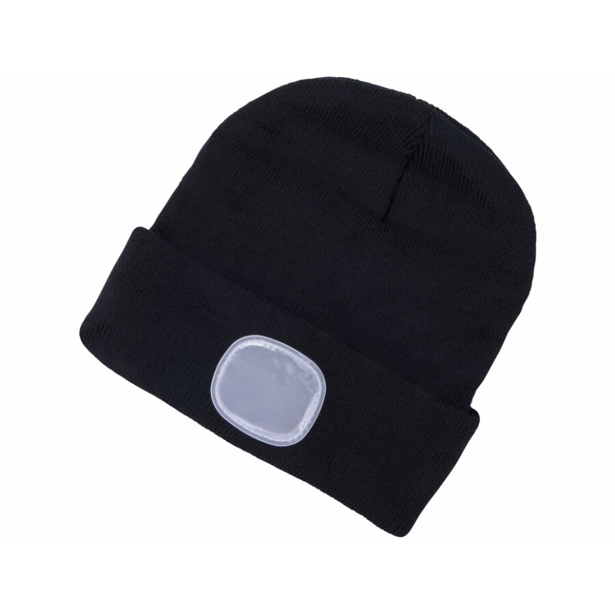 Extol - Beanie with built-in headlamp, USB-rechargeable 300 mAh battery, black, one size