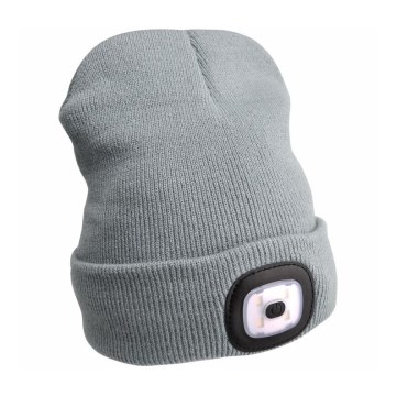 Extol - Beanie with Built-in Headlamp, USB Rechargeable 300 mAh, Grey, One Size