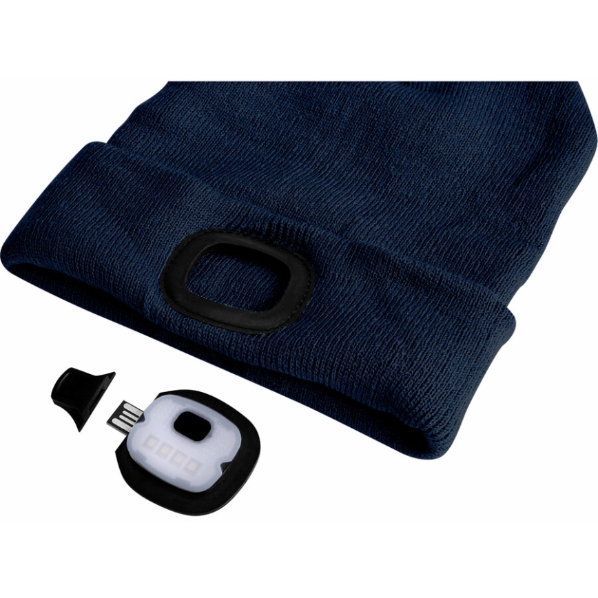 Extol - Beanie with Headlamp and 250 mAh USB-Rechargeable Battery, Blue, One Size