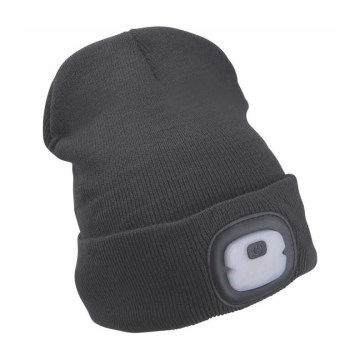 Extol - Beanie with integrated headlamp, USB-rechargeable 250 mAh battery, dark gray, size UNI