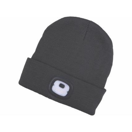 Extol - Beanie with integrated headlamp, USB-rechargeable 250 mAh battery, dark gray, size UNI