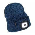 Extol - Beanie with USB-rechargeable 300 mAh headlamp, blue, one size
