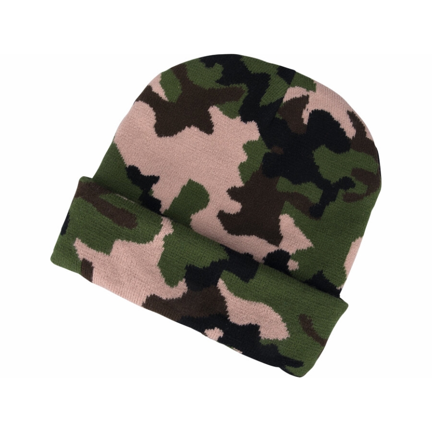 Extol - Beanie with USB-rechargeable Headlamp (300 mAh), Camouflage, One Size