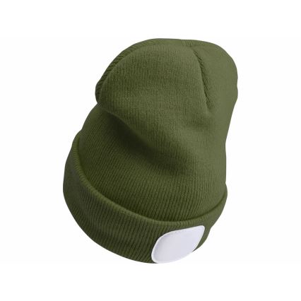 Extol - Beanie with USB-rechargeable Headlamp, 300 mAh, Green, One Size