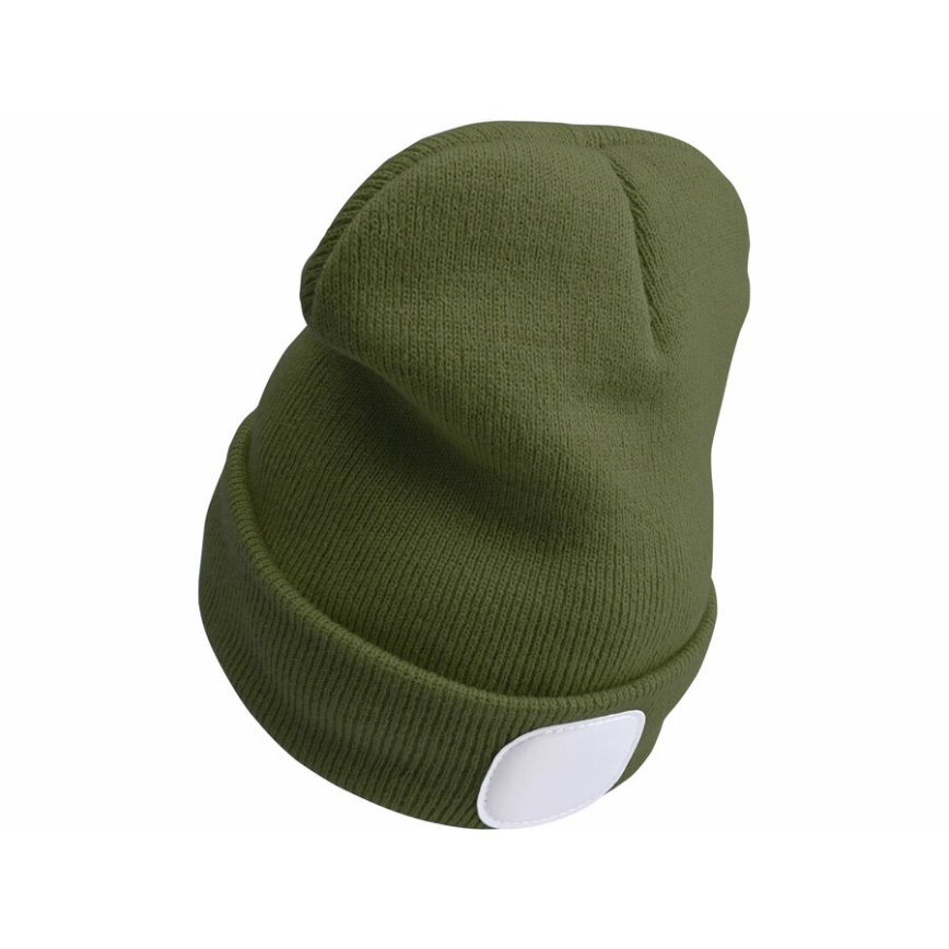 Extol - Beanie with USB-rechargeable Headlamp, 300 mAh, Green, One Size