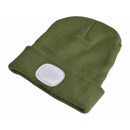 Extol - Beanie with USB-rechargeable Headlamp, 300 mAh, Green, One Size