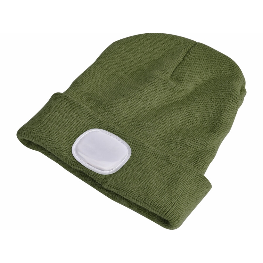 Extol - Beanie with USB-rechargeable Headlamp, 300 mAh, Green, One Size