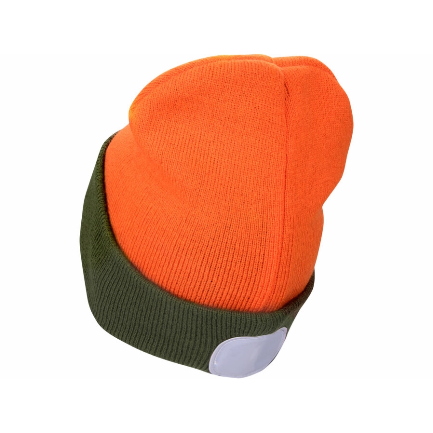 Extol - Beanie with Integrated USB-Rechargeable LED Headlamp (300 mAh), Neon Orange/Green, One Size (UNI)