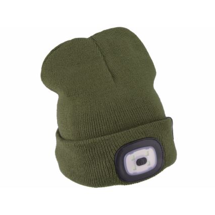 Extol - Beanie with Integrated USB-Rechargeable LED Headlamp (300 mAh), Neon Orange/Green, One Size (UNI)