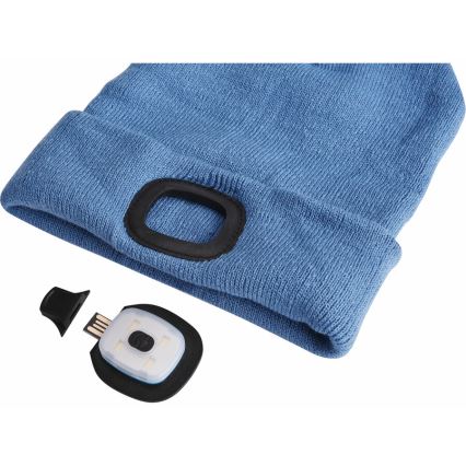 Extol - Cap with built-in headlamp, USB-rechargeable 300 mAh battery, blue, one size