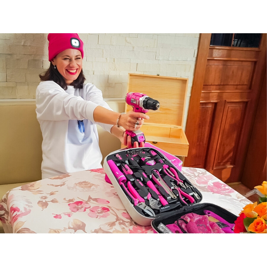 Extol - Cordless drilling screwdriver 1300 mAh 12V pink