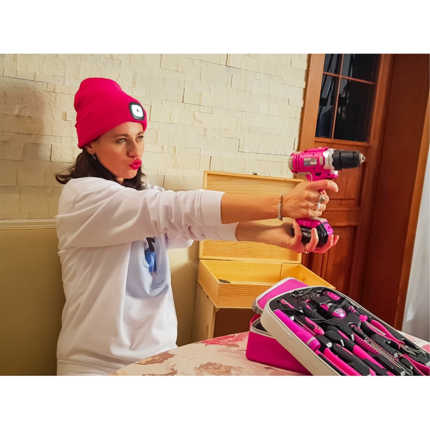 Extol - Cordless drilling screwdriver 1300 mAh 12V pink
