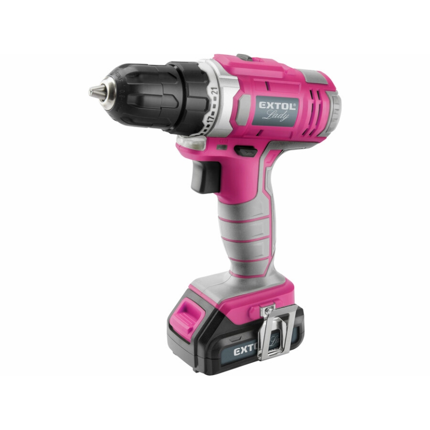 Extol - Cordless drilling screwdriver 1300 mAh 12V pink