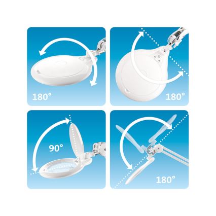 Extol - Dimmable LED Desk Lamp with Magnifier LED/10W/230V White