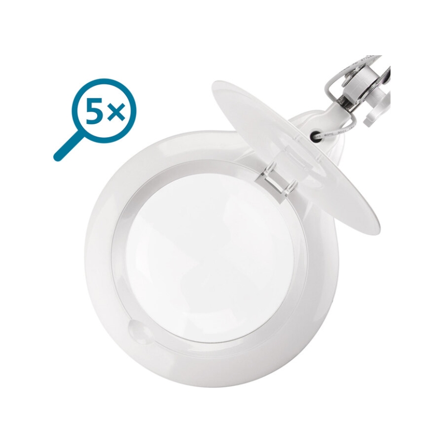 Extol - Dimmable LED Desk Lamp with Magnifier LED/10W/230V White