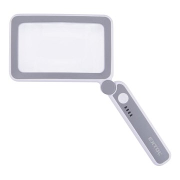Extol - Dimmable LED Rechargeable Folding Magnifier with LED Lighting, 650 mAh, White/Grey