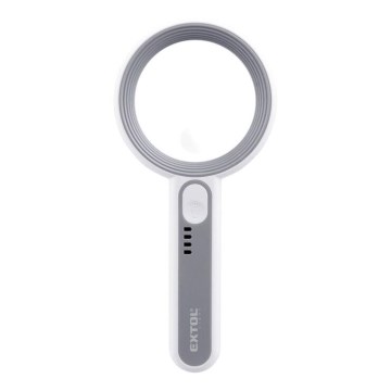 Extol - Dimmable LED Rechargeable Magnifier with LED Lighting/650 mAh White/Gray