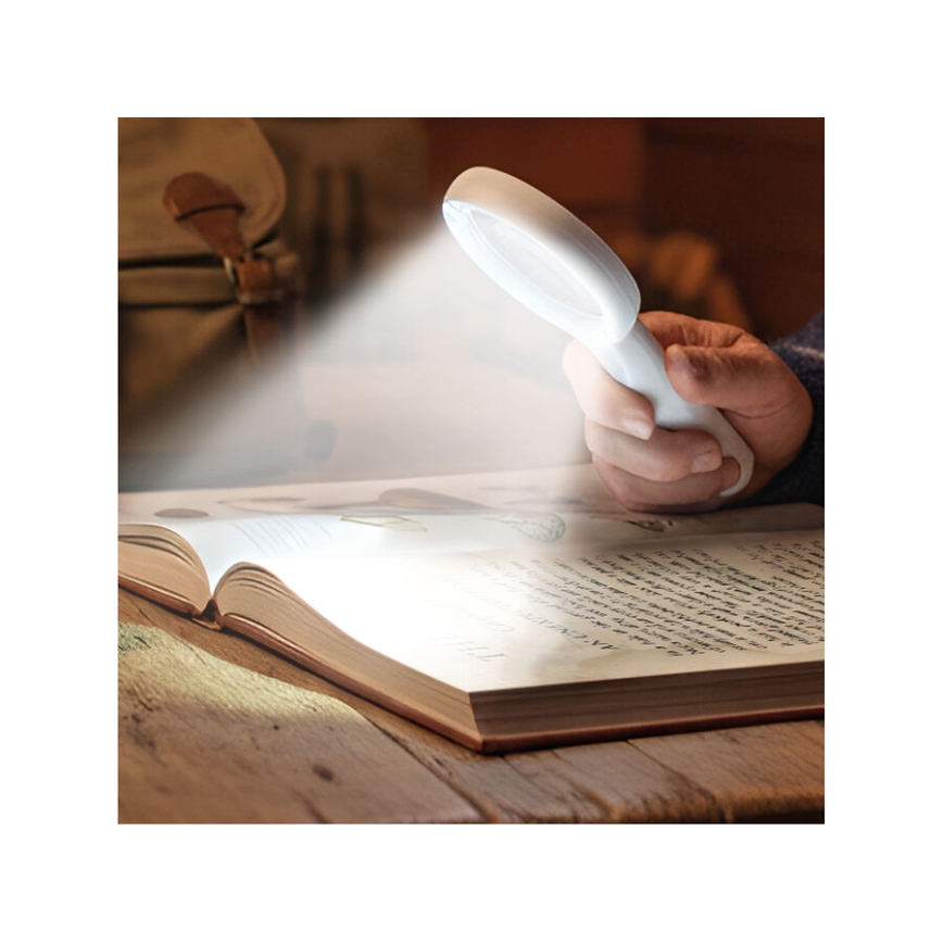 Extol - Dimmable LED Rechargeable Magnifier with LED Lighting/650 mAh White/Gray