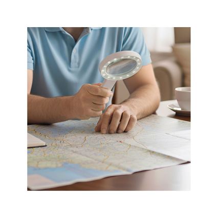 Extol - Dimmable LED Rechargeable Magnifier with LED Lighting/650 mAh White/Gray