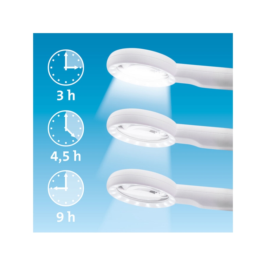 Extol - Dimmable LED Rechargeable Magnifier with LED Lighting/650 mAh White/Gray