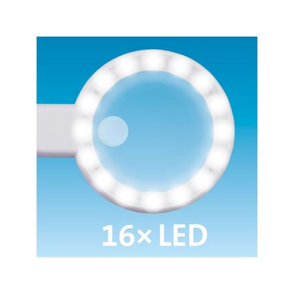 Extol - Dimmable LED Rechargeable Magnifier with LED Lighting/650 mAh White/Gray