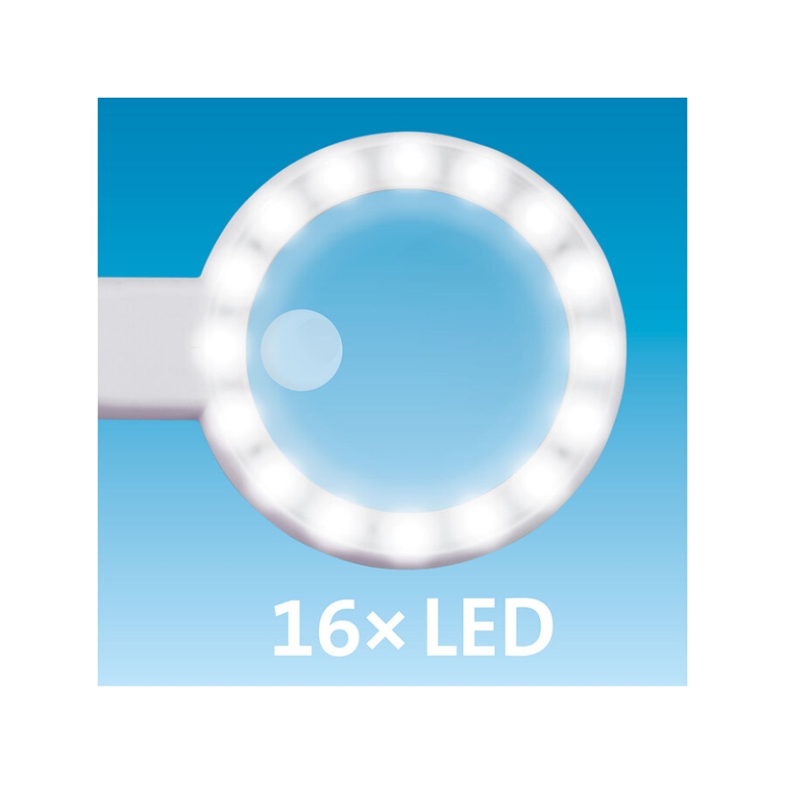 Extol - Dimmable LED Rechargeable Magnifier with LED Lighting/650 mAh White/Gray